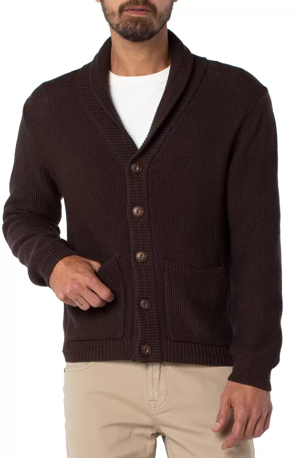 Men Liverpool Los Angeles Birdseye Stitch Shawl Collar Cardigan