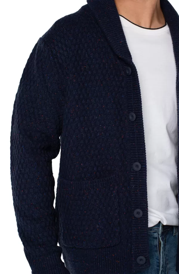 Men Liverpool Los Angeles Birdseye Stitch Shawl Collar Cardigan