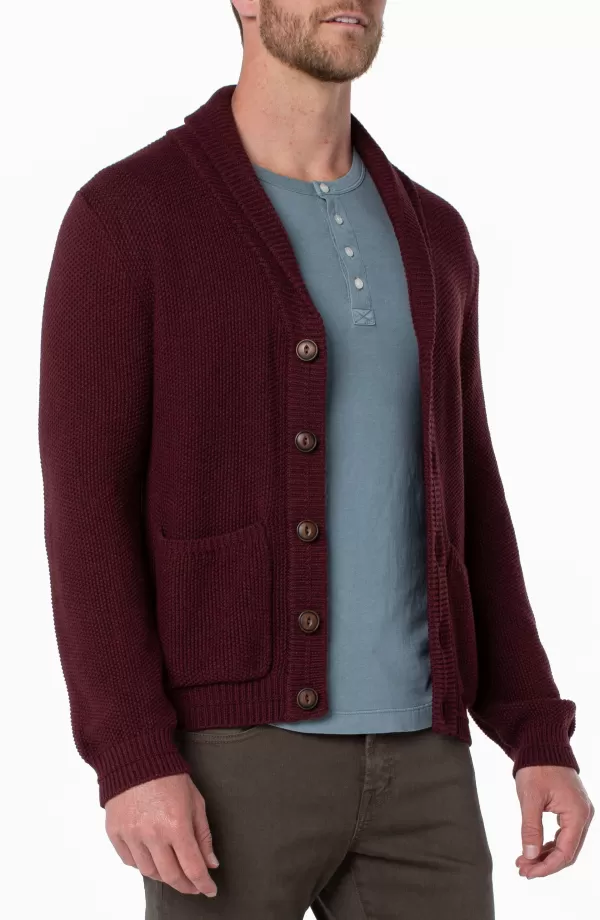 Men Liverpool Los Angeles Birdseye Stitch Shawl Collar Cardigan