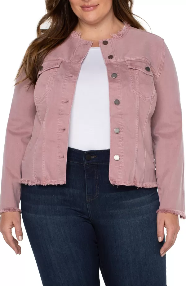 Women Liverpool Los Angeles Classic Jean Jacket With Fray Hem