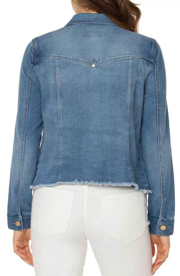 Women Liverpool Los Angeles Classic Jean Jacket With Fray Hem