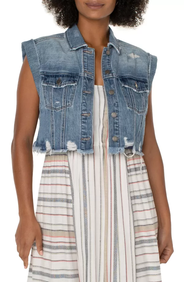 Women Liverpool Los Angeles Cropped Sleeveless Jacket