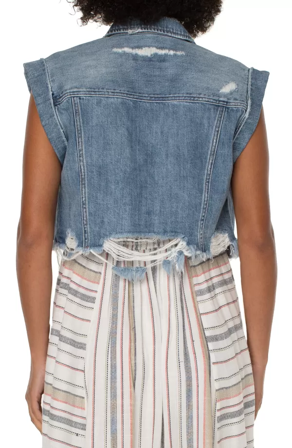 Women Liverpool Los Angeles Cropped Sleeveless Jacket