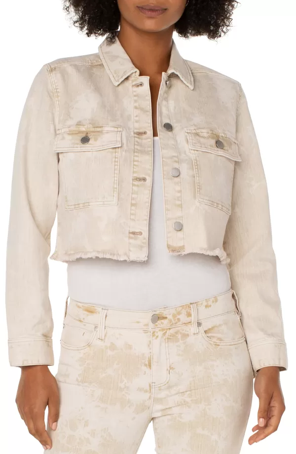 Women Liverpool Los Angeles Cropped Utility Jacket With Fray Hem