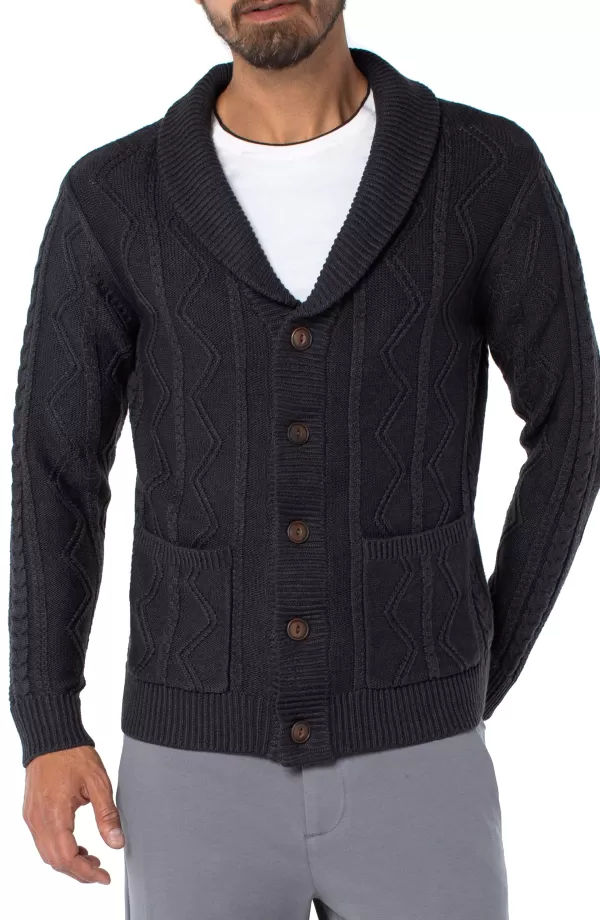 Men Liverpool Los Angeles Fisherman Cable Shawl Collar Cardigan