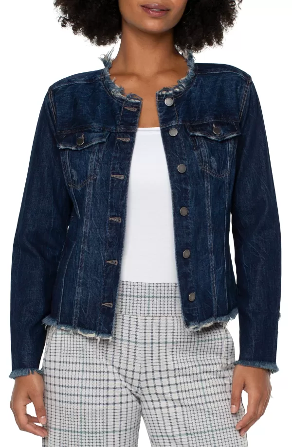 Women Liverpool Los Angeles Lace Up Denim Jacket