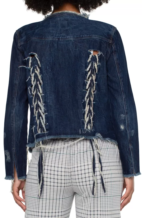 Women Liverpool Los Angeles Lace Up Denim Jacket