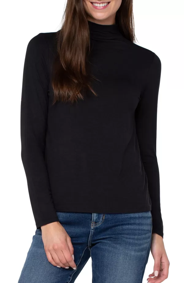 Women Liverpool Los Angeles Mock Neck Long Sleeve Knit Top