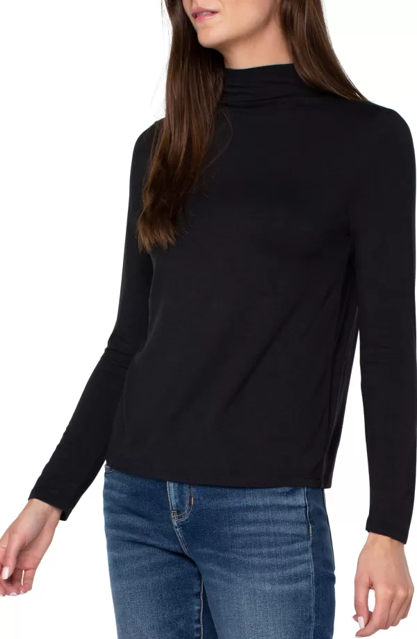 Women Liverpool Los Angeles Mock Neck Long Sleeve Knit Top