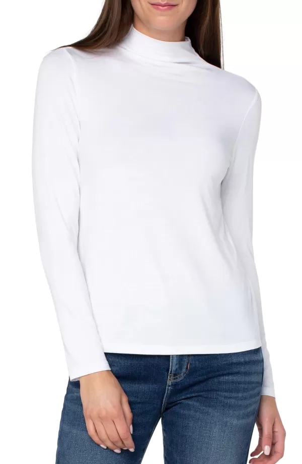 Women Liverpool Los Angeles Mock Neck Long Sleeve Knit Top