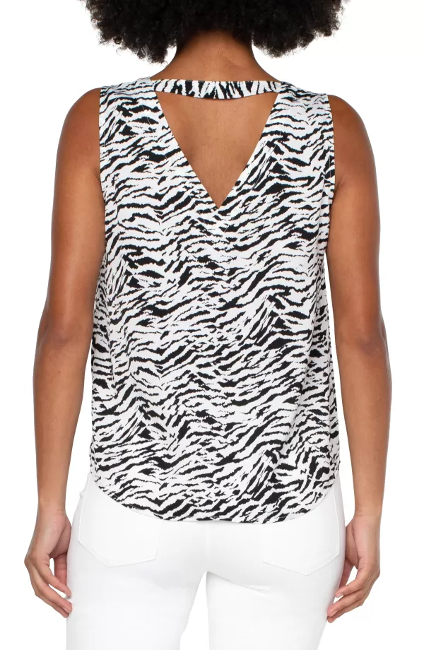 Women Liverpool Los Angeles Sleeveless Double V-Neck Woven Top