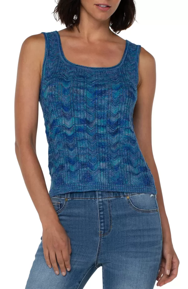 Women Liverpool Los Angeles Sleeveless Pointelle Sweater