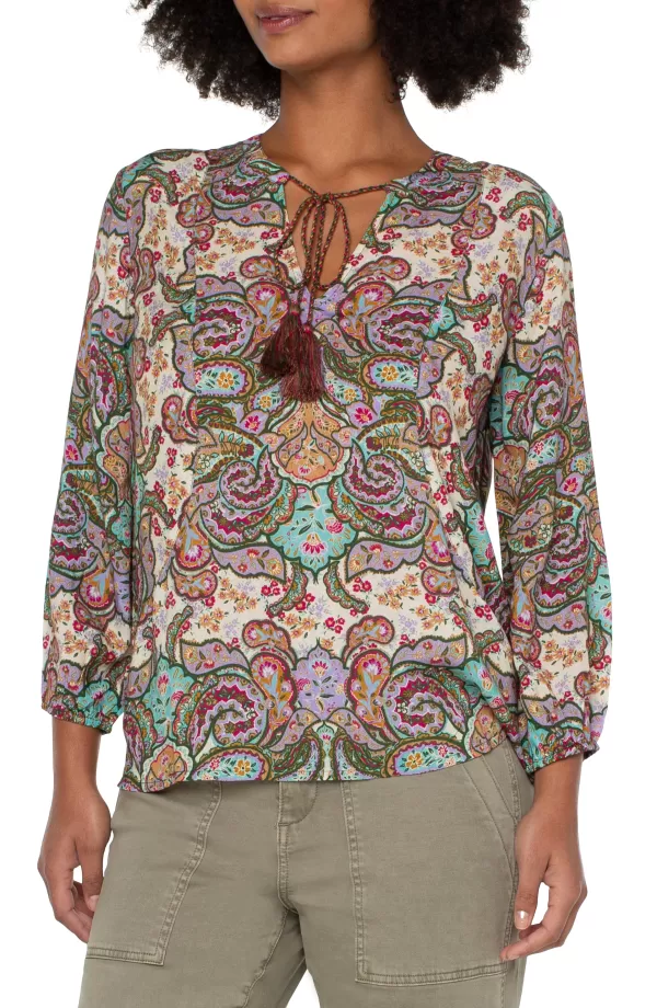 Women Liverpool Los Angeles Tie Front Popover Blouse