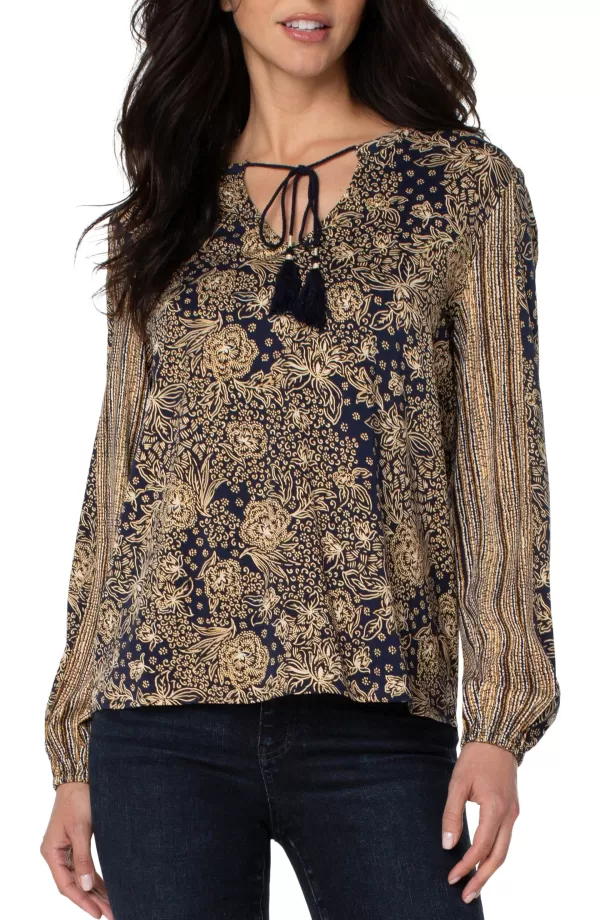 Women Liverpool Los Angeles Tie Front Popover Blouse